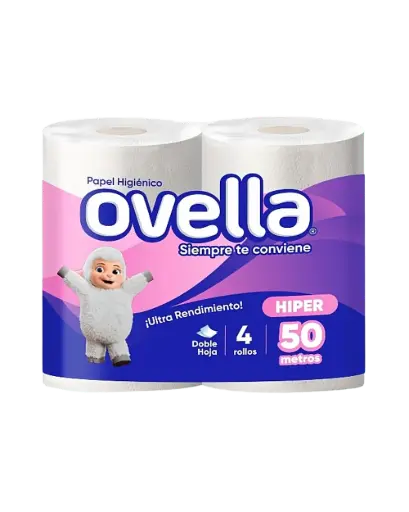 Papel Higiénico Ovella Doble Hoja 4 Rollos 50 Mts